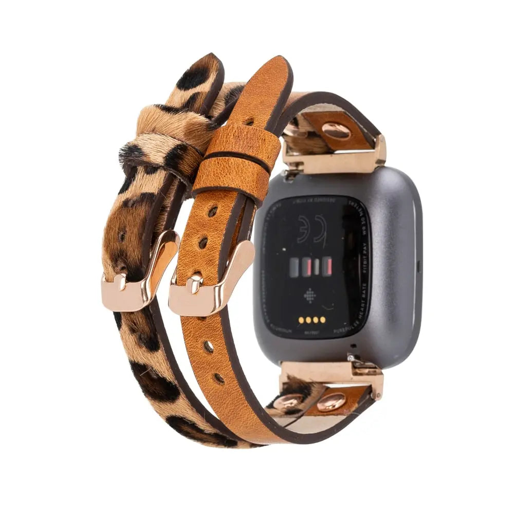 Leather Leopard Brown Fitbit Watch Band or Strap For all Series and Sizes - Velluto - 2