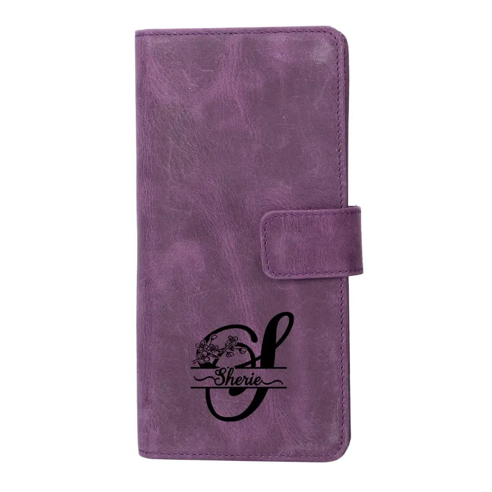 Leather Purple Expanded Card Holder Wallet with Phone Holder Slot - Velluto - 11