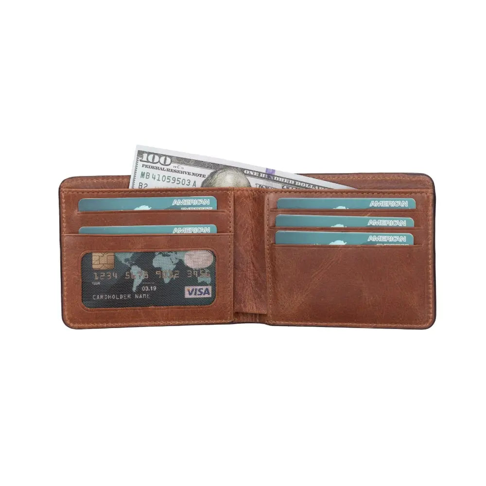 Luxury Brown Men’s Leather Bi-Fold Card Holder Wallet - Velluto - 3
