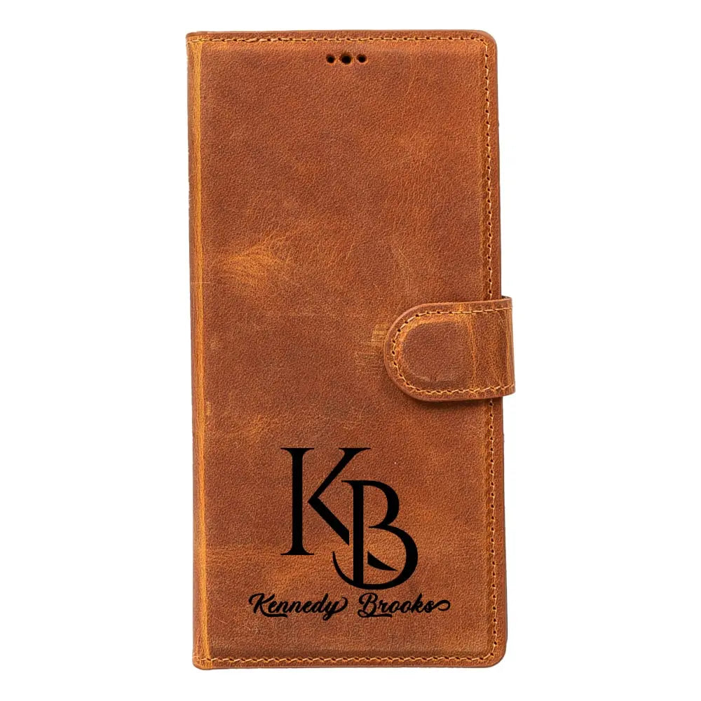 Luxury Light Brown Leather Samsung Galaxy S23 Ultra Detachable Wallet Case with RFID Protection - Velluto - 11