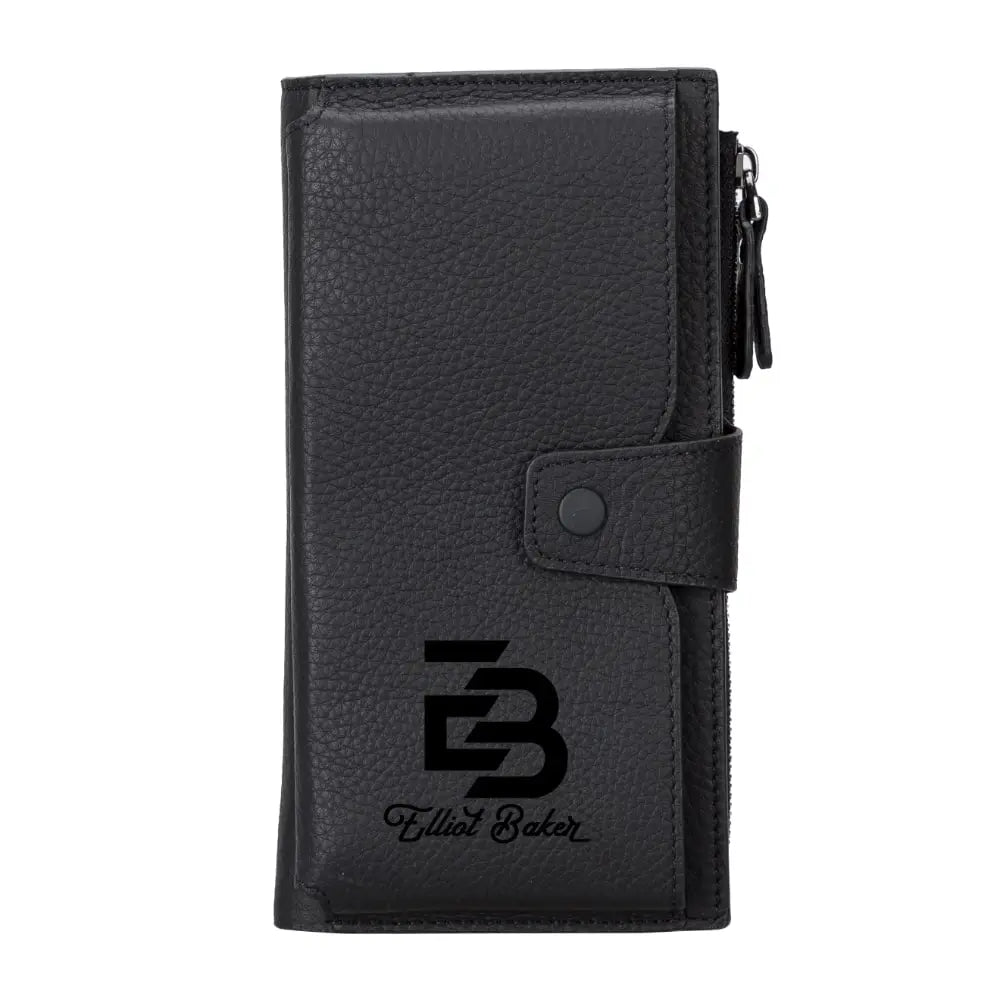 Leather Black Card Holder Wallet with Phone Holder Slot - Velluto - 11