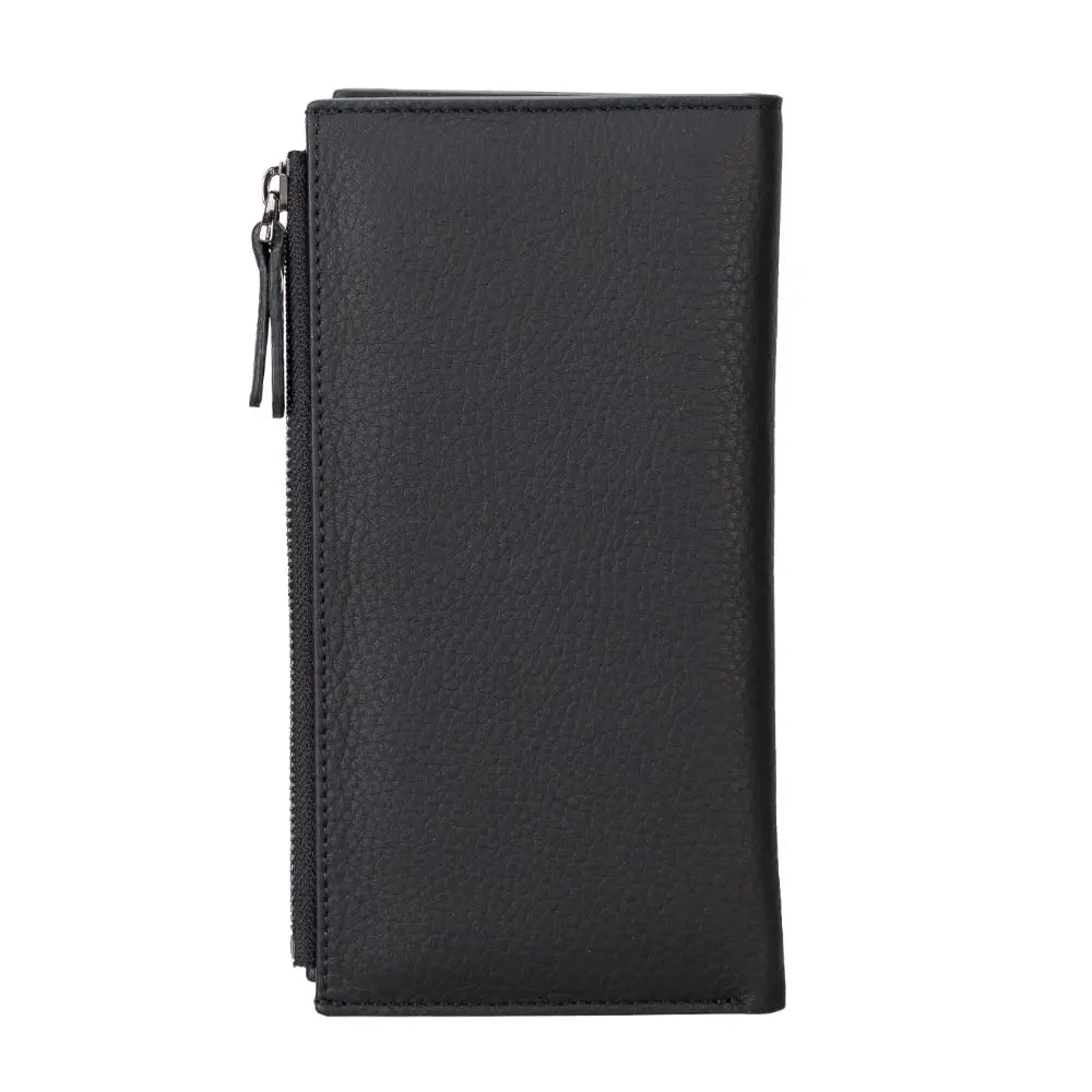 Leather Black Card Holder Wallet with Phone Holder Slot - Velluto - 2