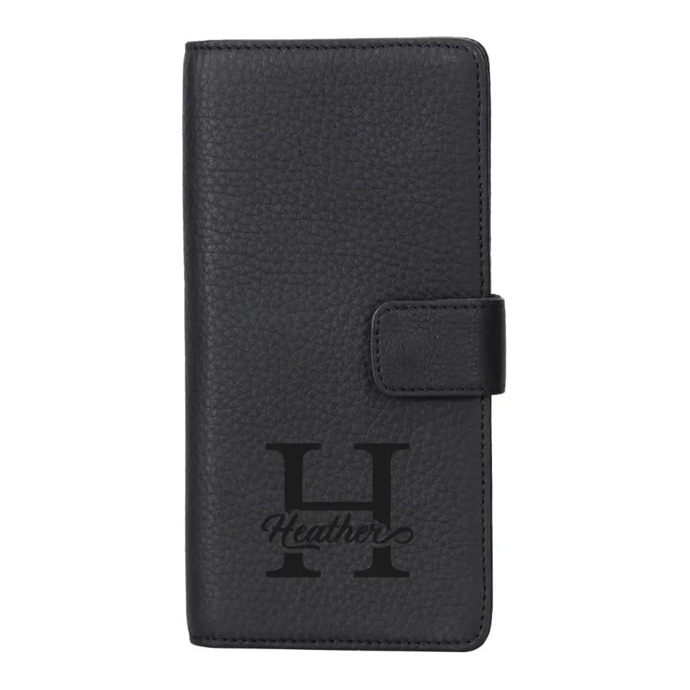 Leather Black Expanded Card Holder Wallet with Phone Holder Slot - Velluto - 11