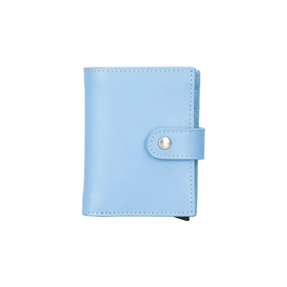Leather Blue Pop-Up Card Holder Wallet with Apple AirTag Slot - Velluto - 1