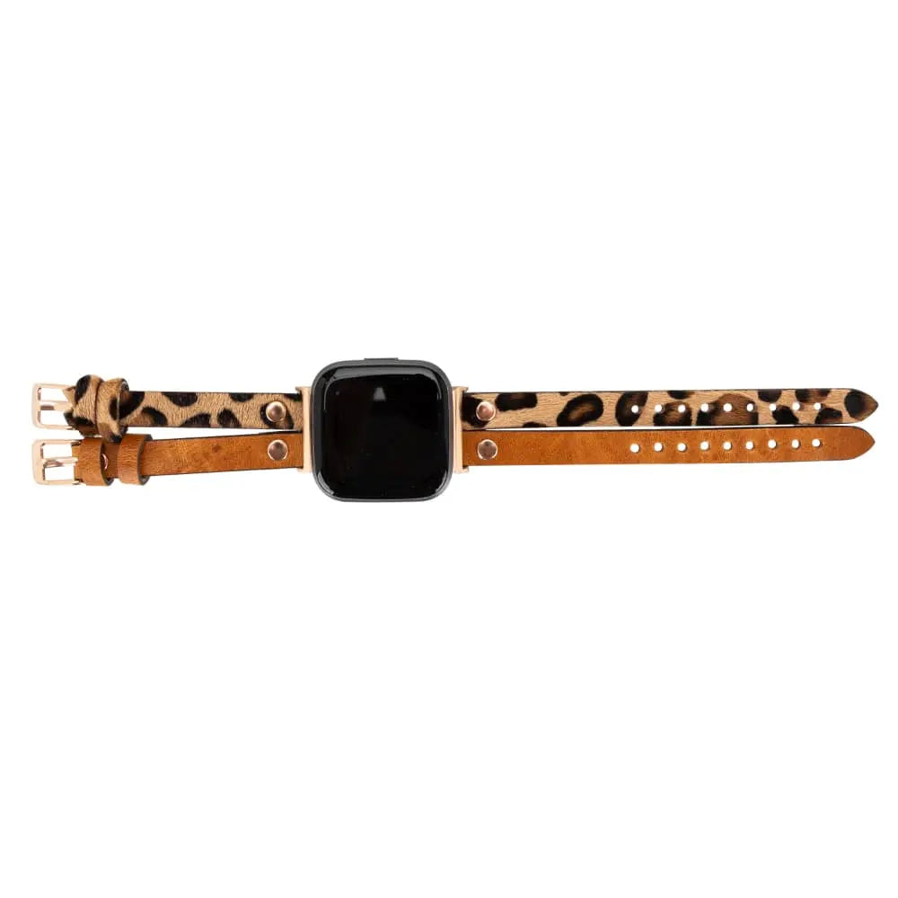 Leather Leopard Brown Fitbit Watch Band or Strap For all Series and Sizes - Velluto - 5