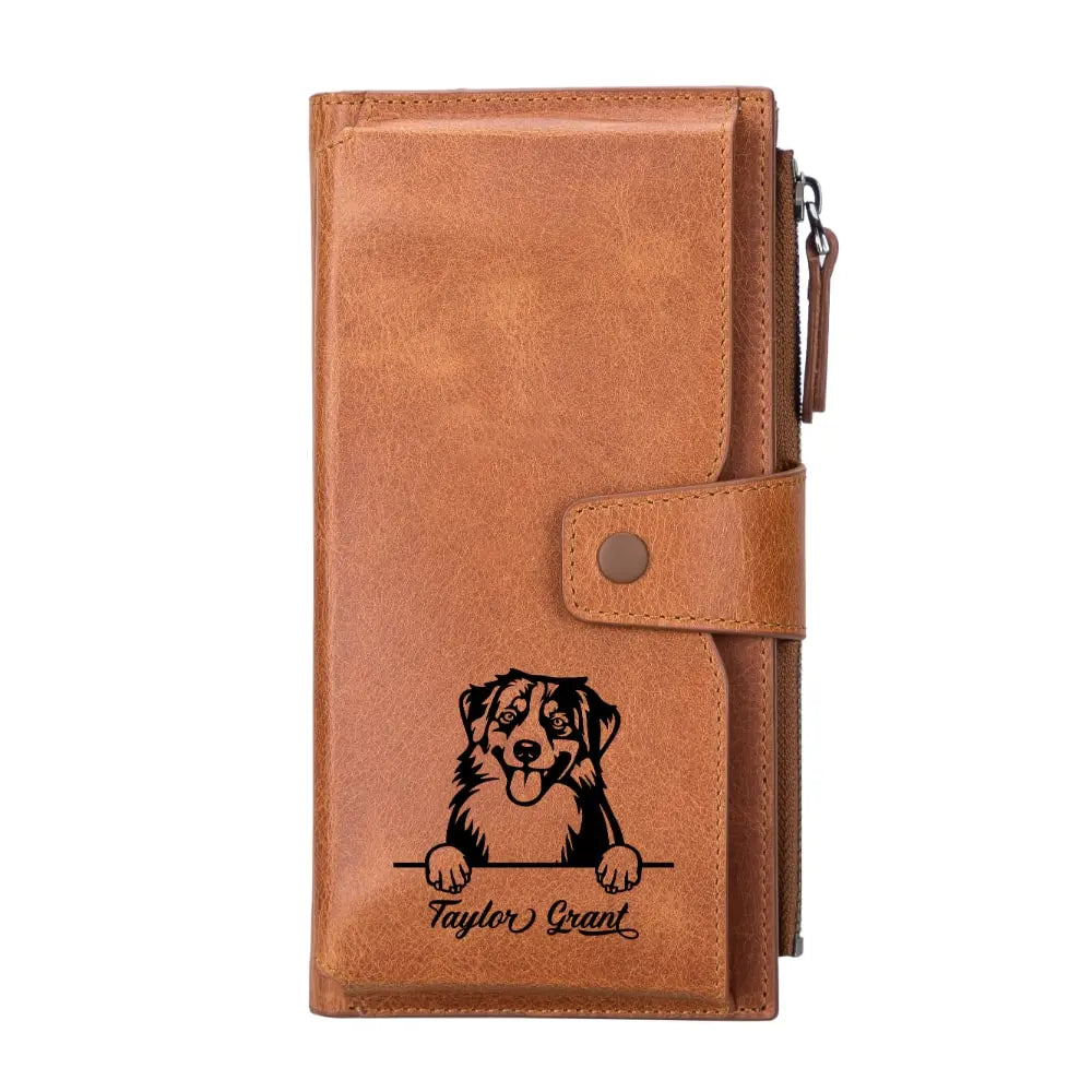 Leather Golden Brown Card Holder Wallet with Phone Holder Slot - Velluto - 12