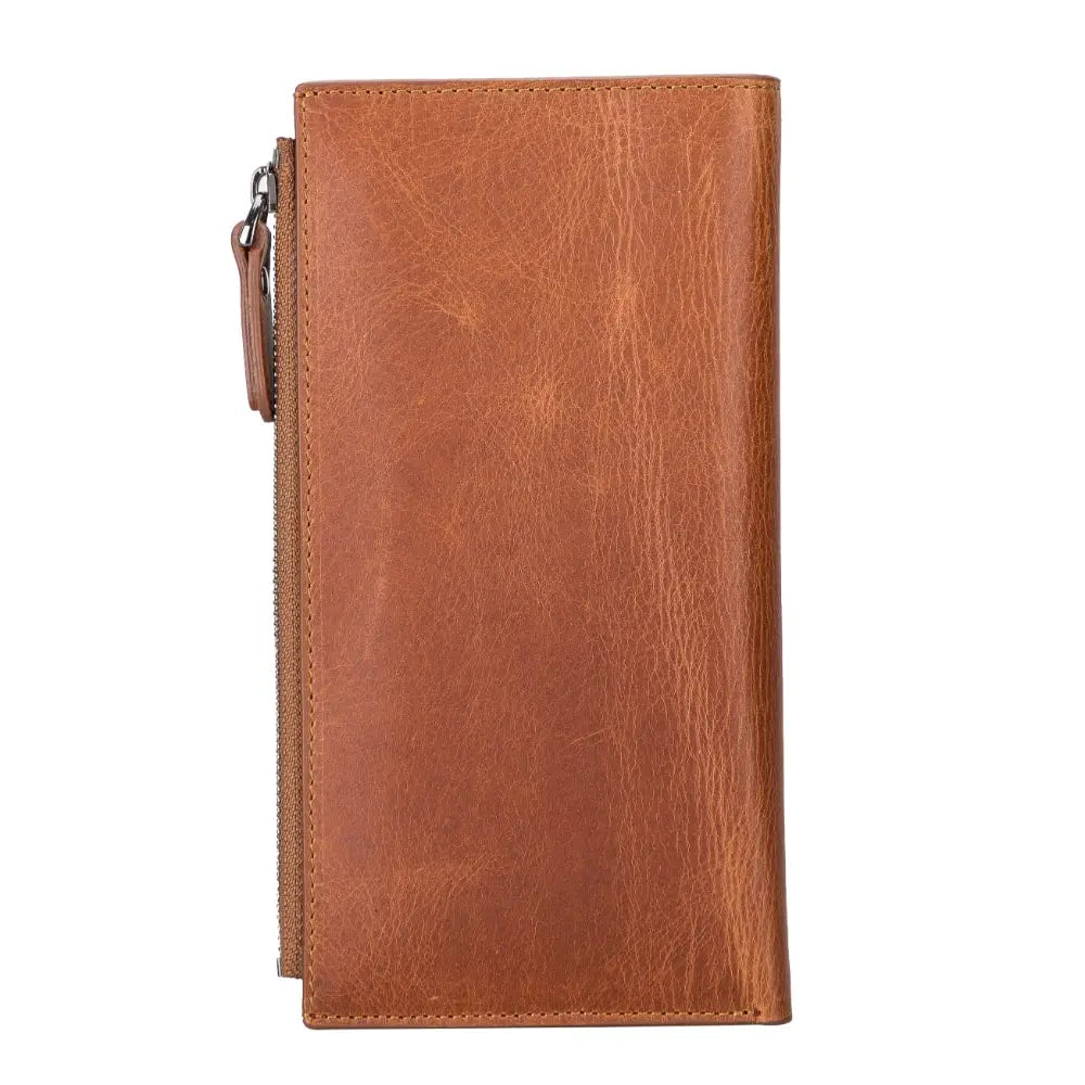 Leather Golden Brown Card Holder Wallet with Phone Holder Slot - Velluto - 2