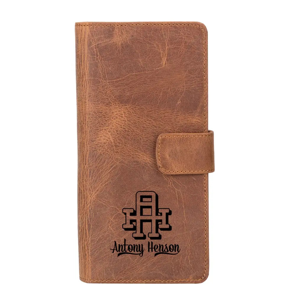 Leather Light Brown Expanded Card Holder Wallet with Phone Holder Slot - Velluto - 11