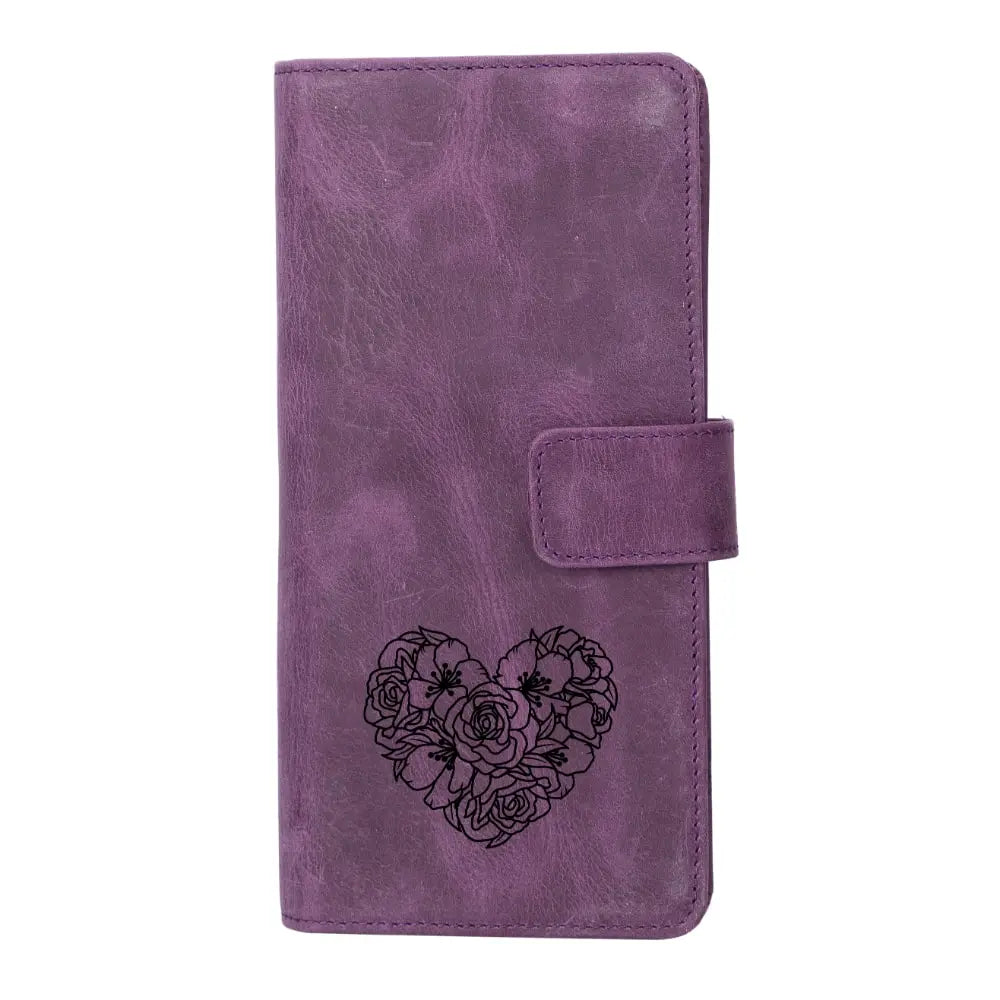 Leather Purple Expanded Card Holder Wallet with Phone Holder Slot - Velluto - 12