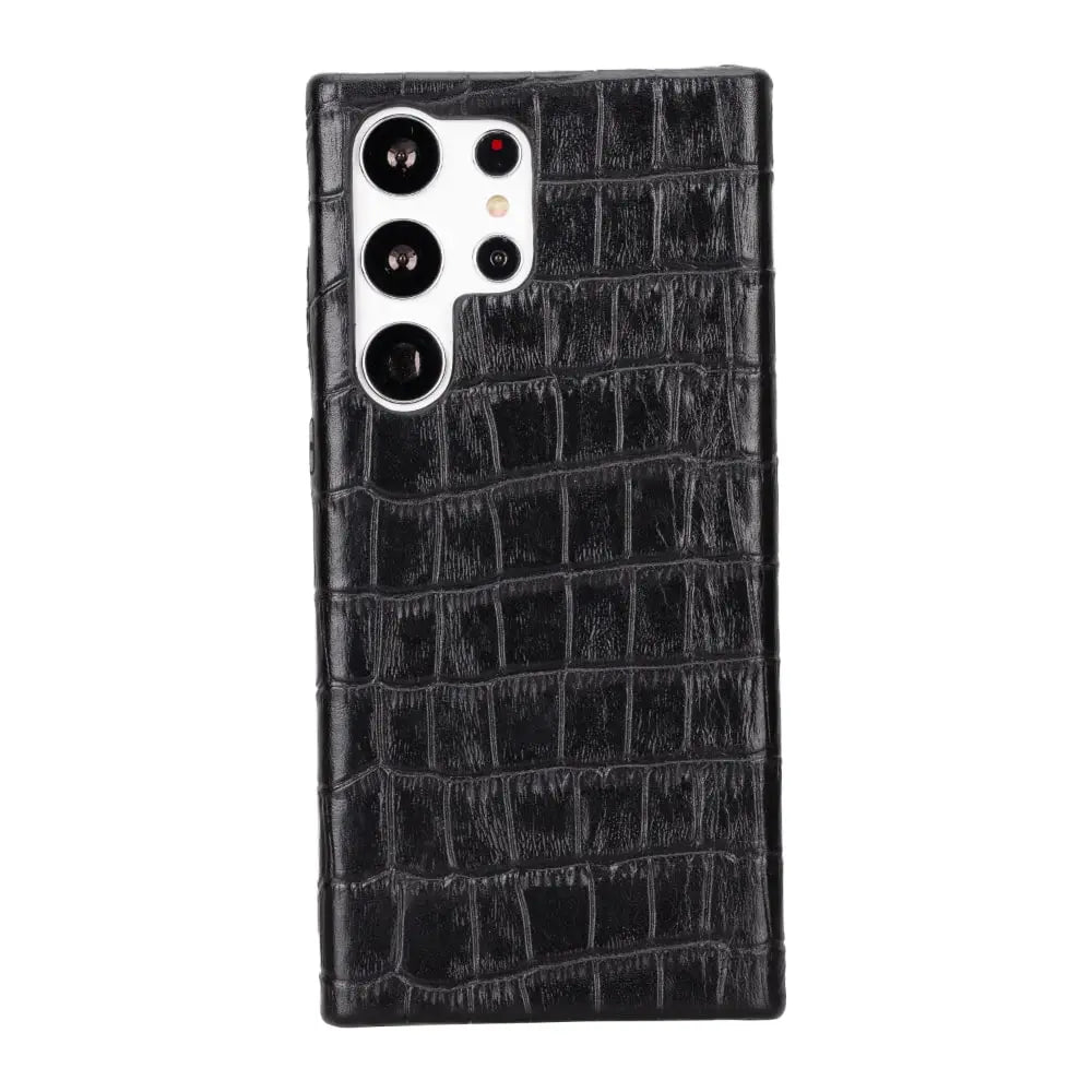 Luxury Black Crocodile Leather Samsung Galaxy S23 Ultra Detachable Wallet Case with RFID Protection - Velluto - 1