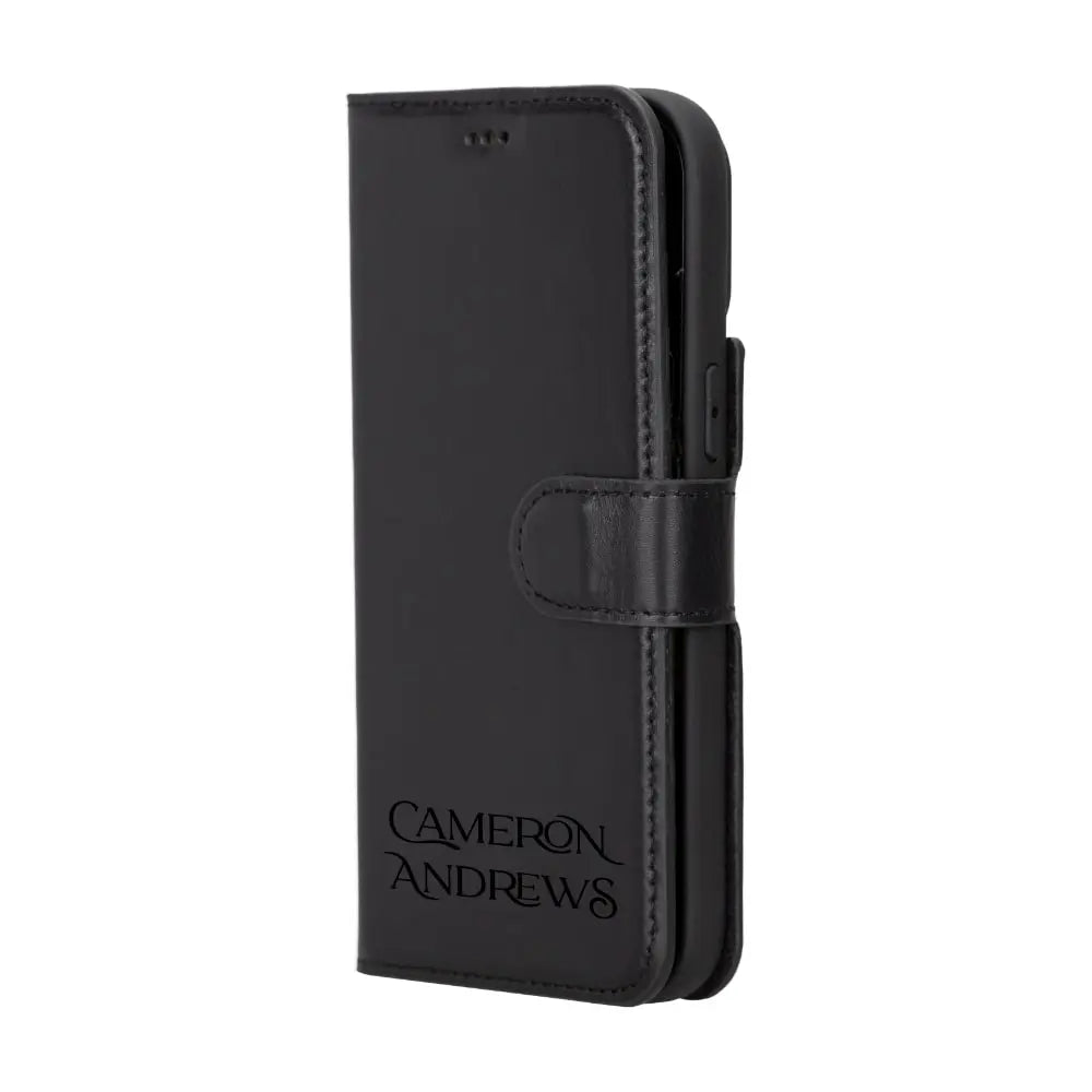 Luxury Black Leather iPhone 14 Pro Max Card Holder Detachable Wallet Case with MagSafe - Velluto - 11