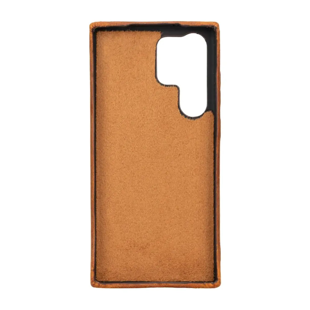 Luxury Brown Leather Samsung Galaxy S23 Ultra Snap On Case - Velluto - 4