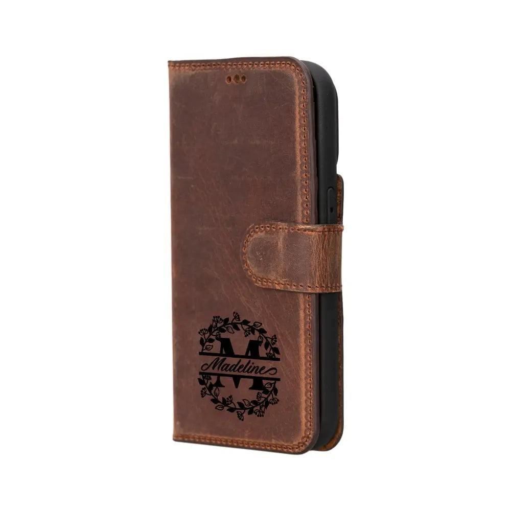 Luxury Brown Leather iPhone 14 Pro Card Holder Detachable Wallet Case with MagSafe - Velluto - 11