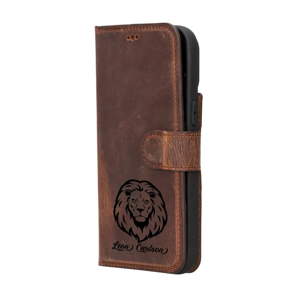 Luxury Brown Leather iPhone 14 Pro Max Card Holder Detachable Wallet Case with MagSafe - Velluto - 11