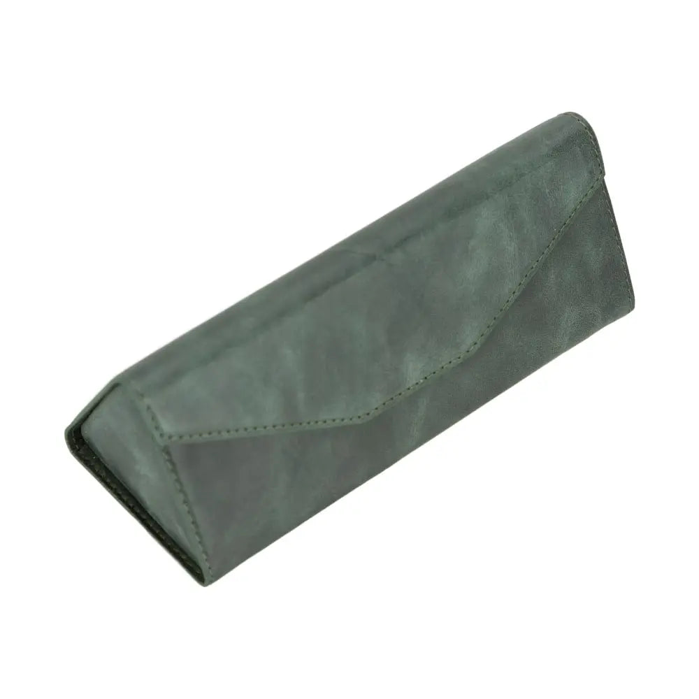 Leather Green Triangle Sunglass Case with Anti-Shock Corners - Velluto - 4