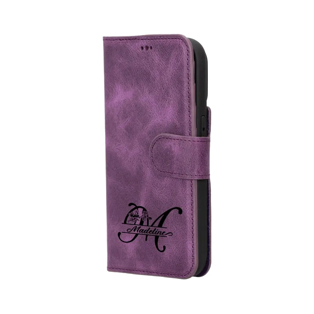 Luxury Heavy Purple Leather iPhone 14 Pro Card Holder Detachable Wallet Case with MagSafe - Velluto - 11