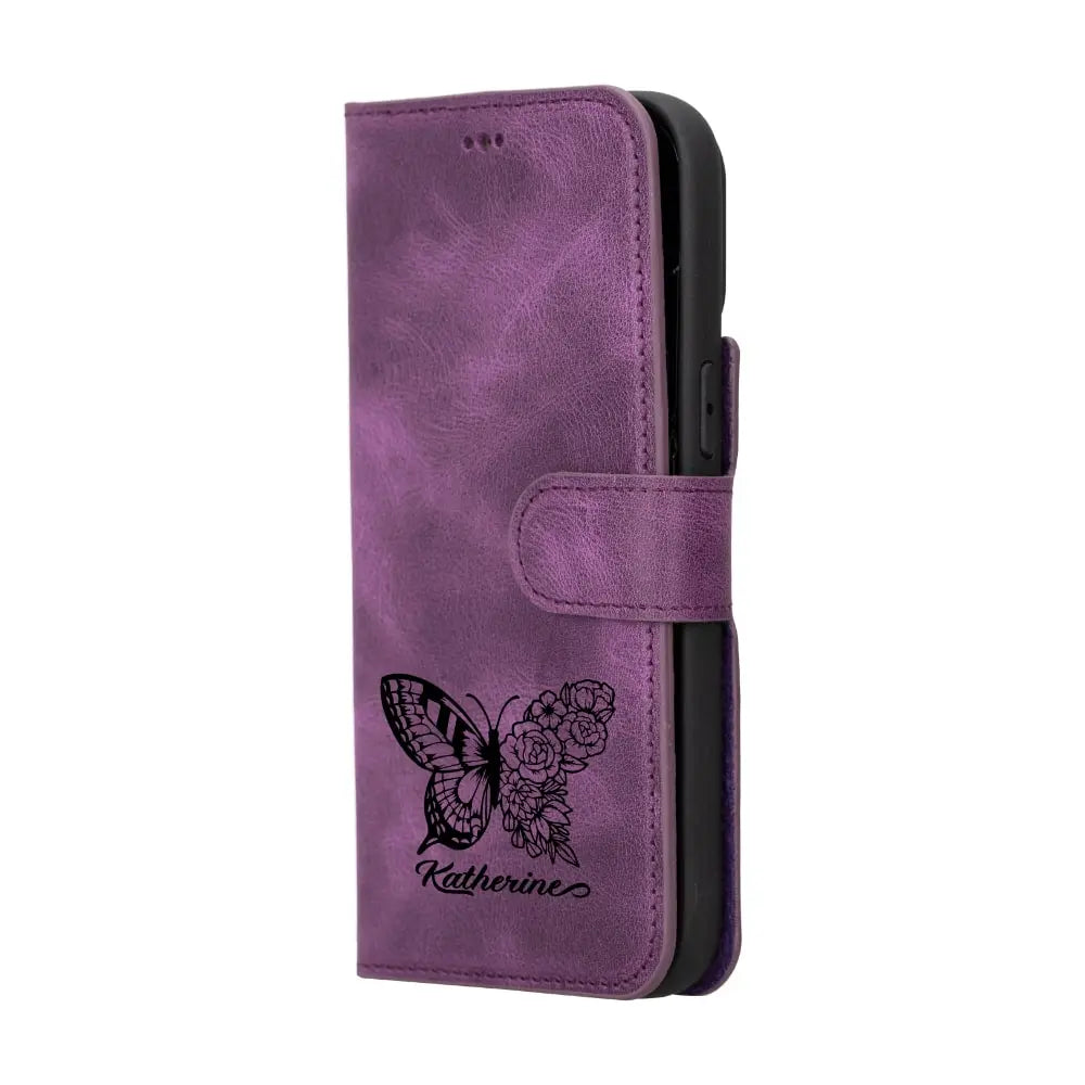 Luxury Heavy Purple Leather iPhone 14 Pro Max Card Holder Detachable Wallet Case with MagSafe - Velluto - 12