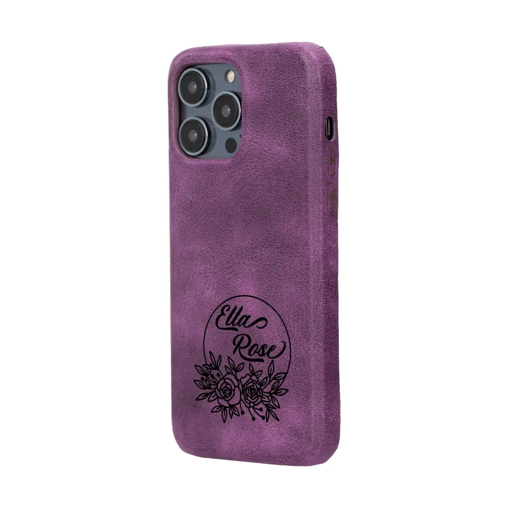 Luxury Heavy Purple Leather iPhone 14 Pro Max Snap-On Case with MagSafe - Velluto - 12