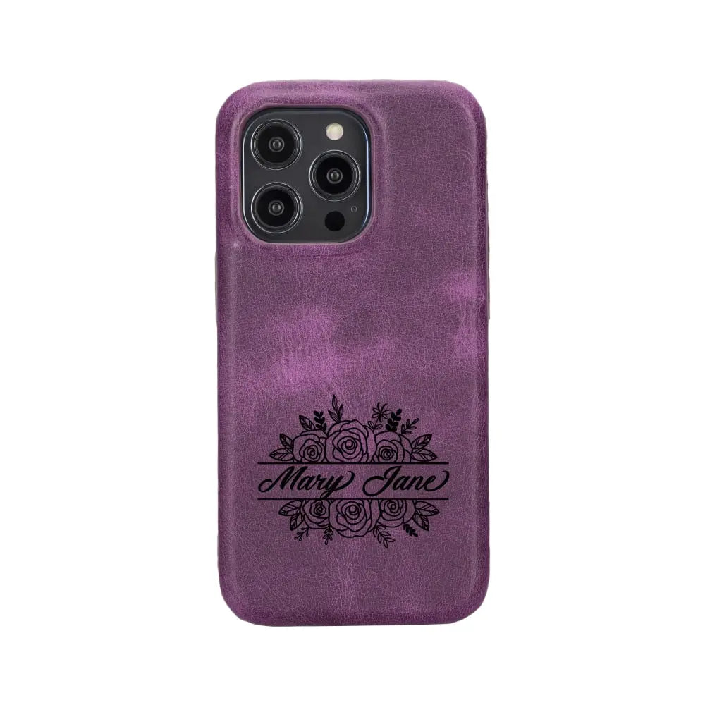 Luxury Heavy Purple Leather iPhone 14 Pro Snap-On Case with MagSafe - Velluto - 11