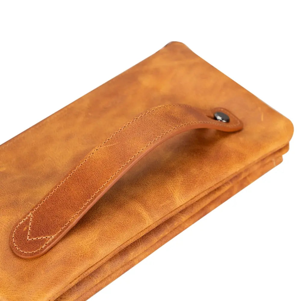 Luxury Leather Light Brown Card Holder Wallet with Phone Holder Slot - Velluto - 5