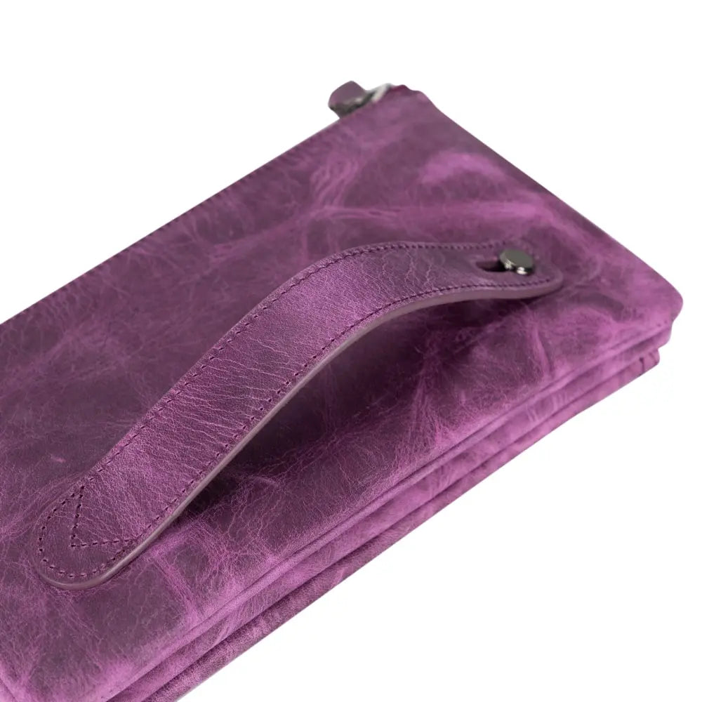 Luxury Leather Purple Card Holder Wallet with Phone Holder Slot - Velluto - 5