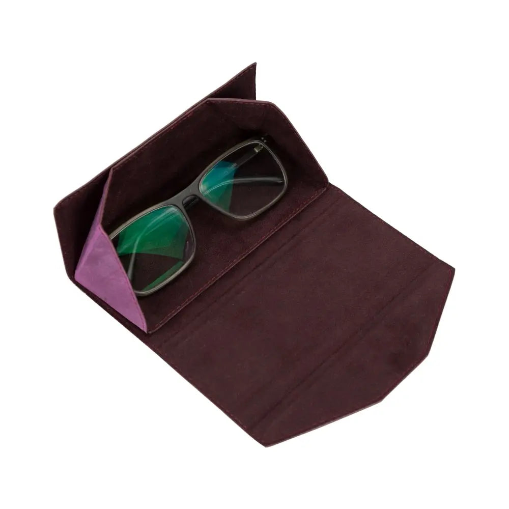 Leather Purple Triangle Sunglass Case with Anti-Shock Corners - Velluto - 3