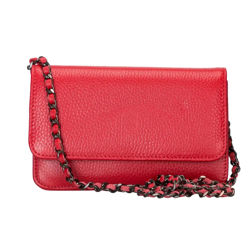 Red Leather Women Purse Bag with Shoulder Strap - Velluto - 8