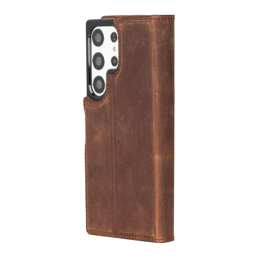 Luxury Brown Leather Samsung Galaxy S23 Ultra Detachable Wallet Case with RFID Protection - Velluto - 6