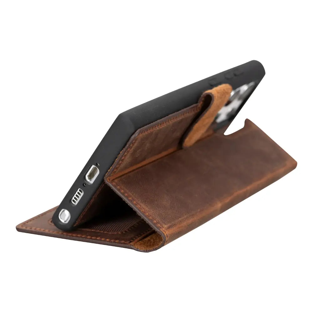 Luxury Brown Leather Samsung Galaxy S23 Ultra Detachable Wallet Case with RFID Protection - Velluto - 7