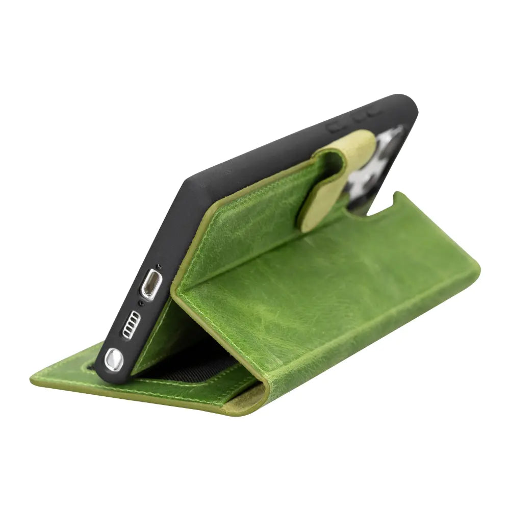 Luxury Green Leather Samsung Galaxy S23 Ultra Detachable Wallet Case with RFID Protection - Velluto - 7