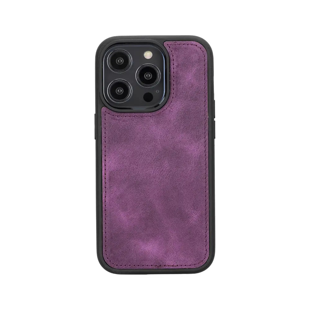 Luxury Heavy Purple Leather iPhone 14 Pro Card Holder Detachable Wallet Case with MagSafe - Velluto - 5