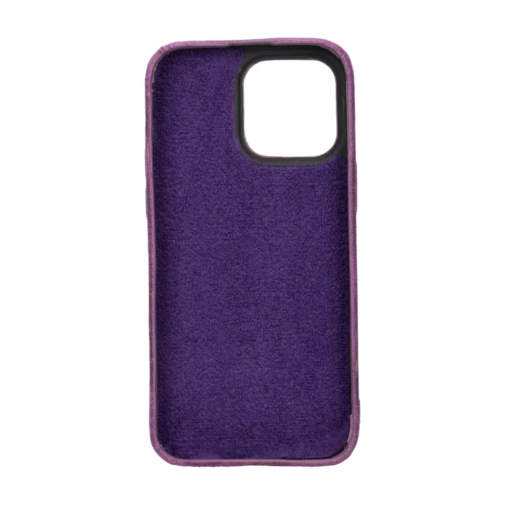 Luxury Heavy Purple Leather iPhone 14 Pro Max Snap-On Case with MagSafe - Velluto - 5