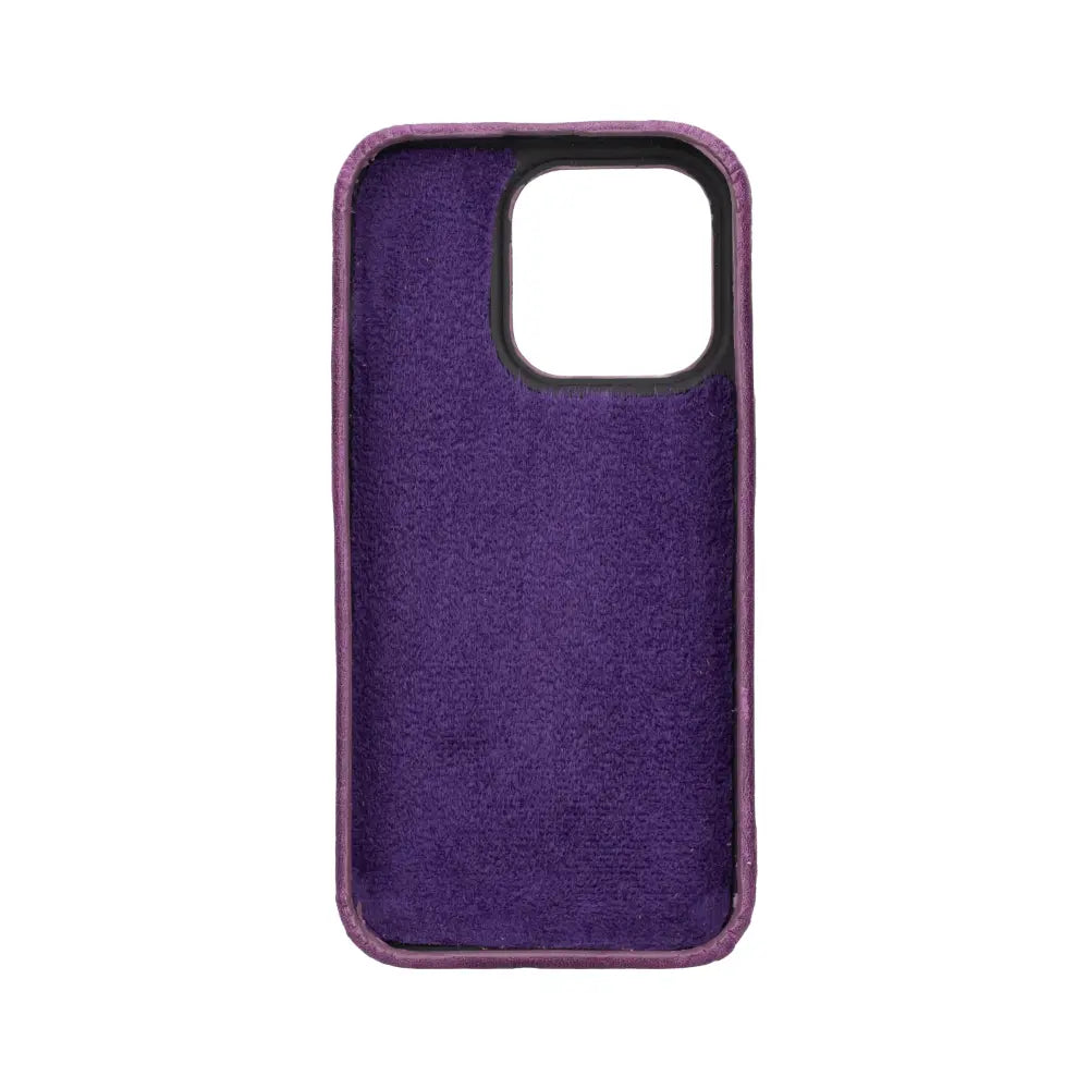Luxury Heavy Purple Leather iPhone 14 Pro Snap-On Case with MagSafe - Velluto - 1
