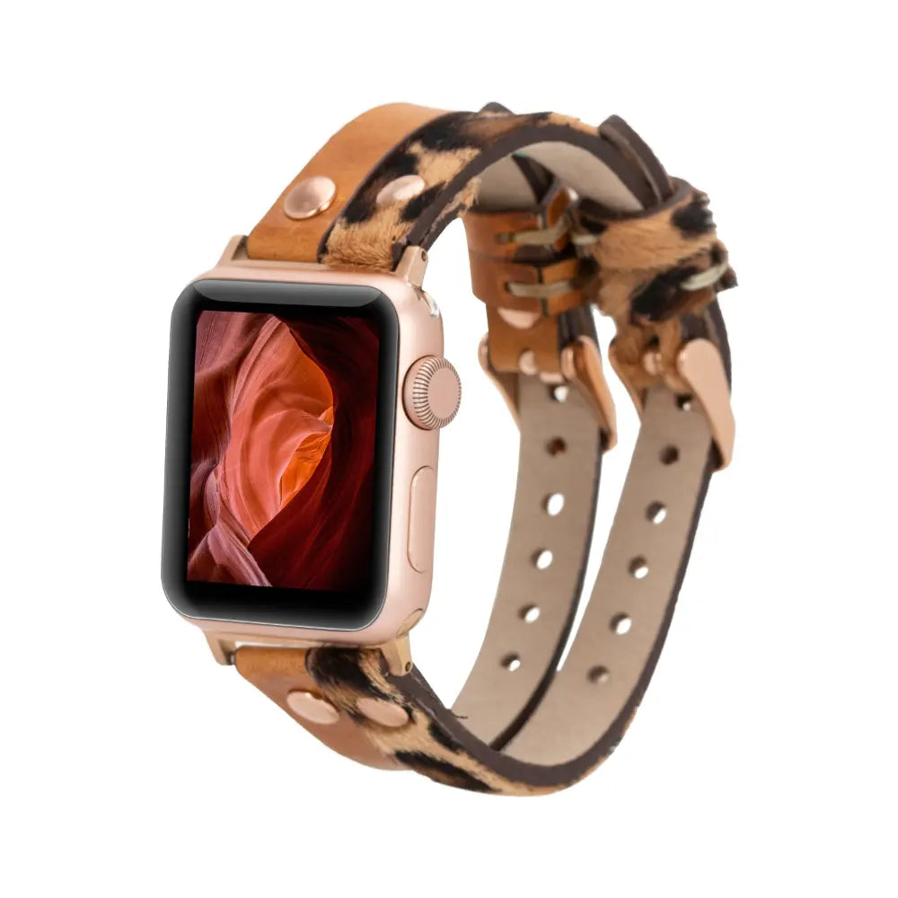Luxury Leopard Leather Apple Watch Band for All Sizes and Series - Velluto - 2
