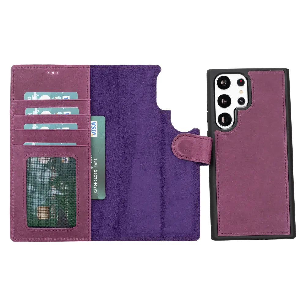 Samsung Galaxy S23 Ultra Magnetic Detachable Leather Wallet Case
