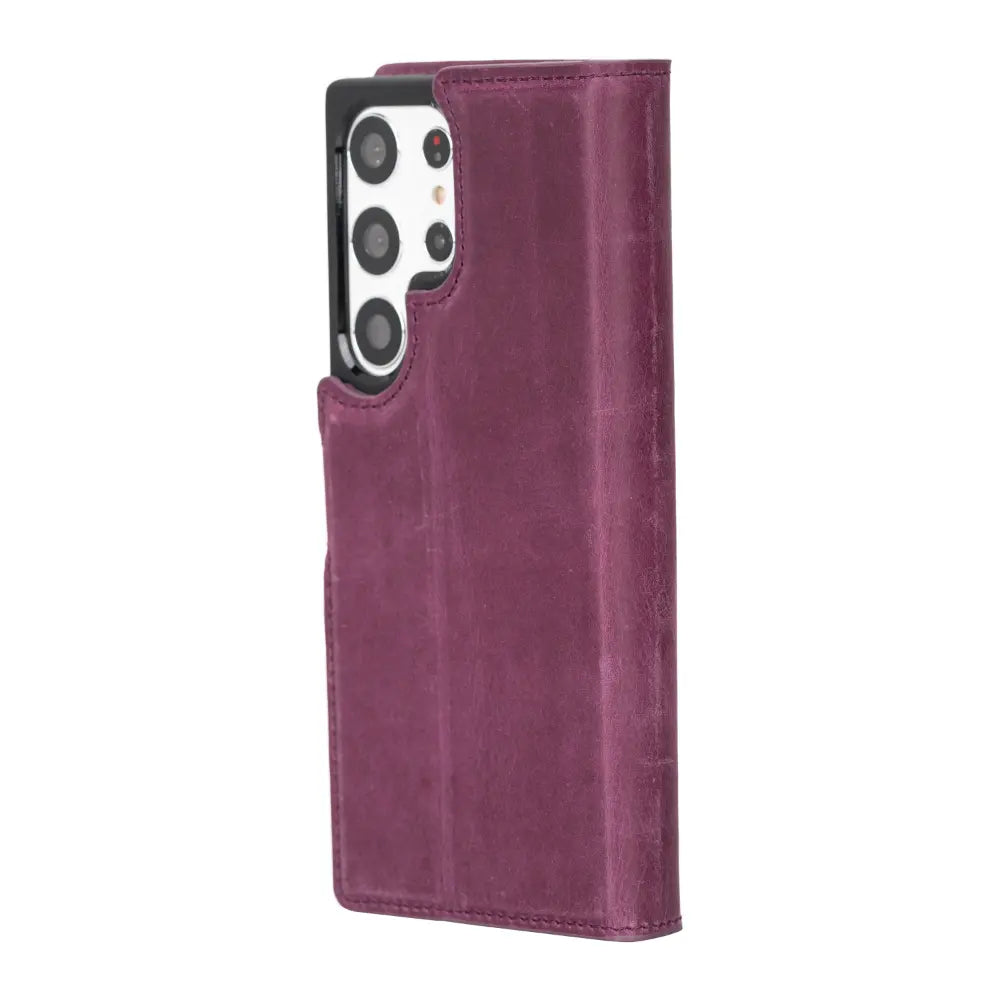 Luxury Purple Leather Samsung Galaxy S23 Ultra Detachable Wallet Case with RFID Protection - Velluto - 6