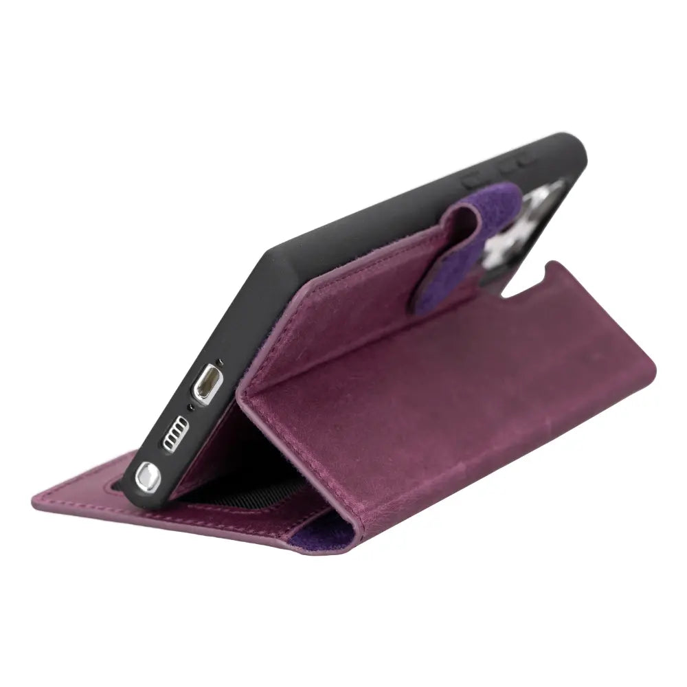 Luxury Purple Leather Samsung Galaxy S23 Ultra Detachable Wallet Case with RFID Protection - Velluto - 7