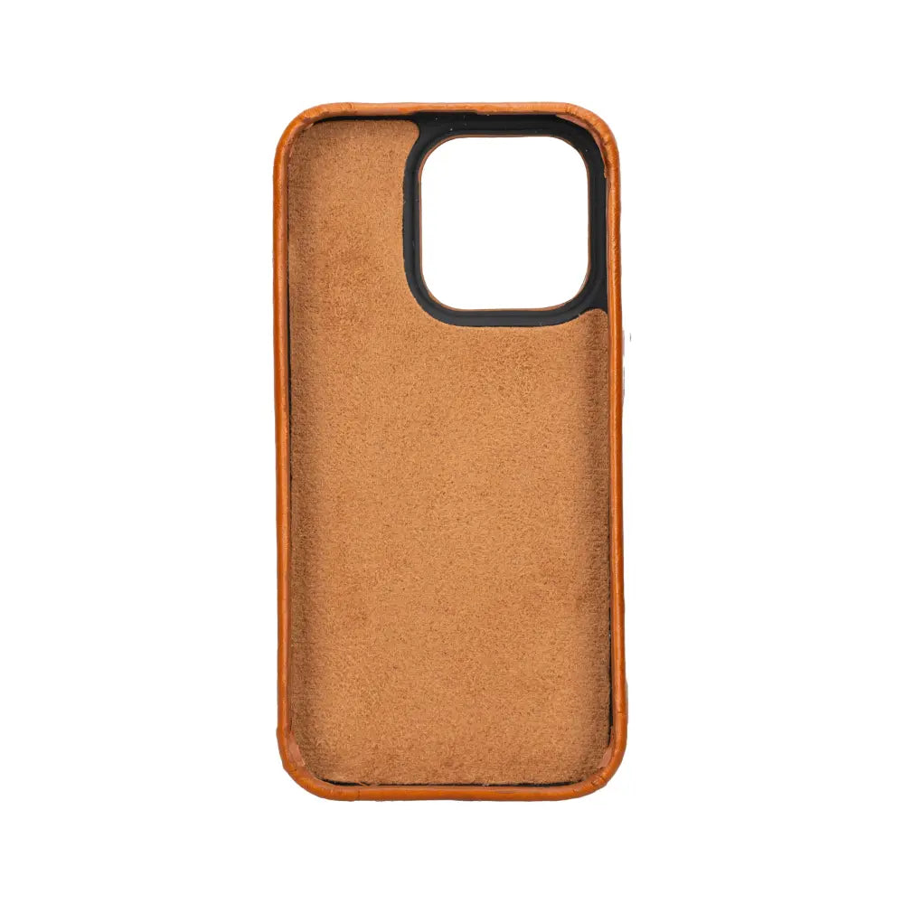 Luxury Rustic Brown Leather iPhone 14 Pro Snap-On Case with MagSafe - Velluto - 4